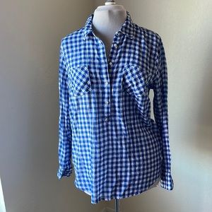 Merona Checkered Long Sleeve Top blue white xxl